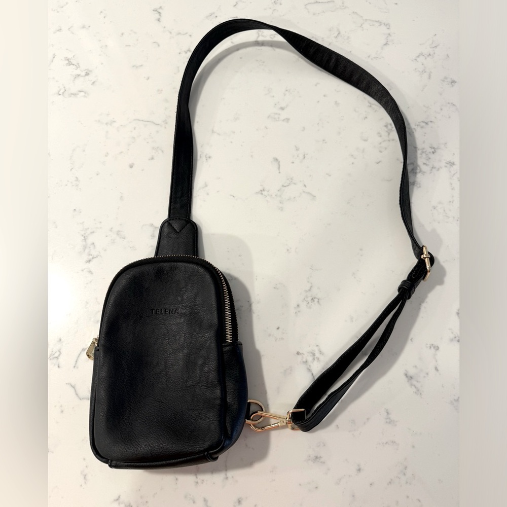Black Faux Sling Purse/Fanny Pack